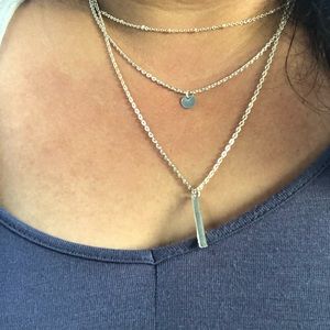 Three layer silver-tone necklace